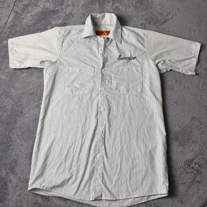 Red Kap Men's Short Sleeve Industrial Stripe Work Shirt Size S With Supernica